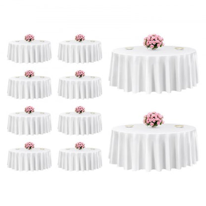 VEVOR White Round Tablecloths 10 Pack, 120 Inches in Diameter, Stain- & Wrinkle- Resistant, Machine Washable Table Clothes, Polyester Fabric Table Covers for Wedding, Party, Banquet, Formal Events - DLZB120YCBS1OB0GB001V0 - view 2