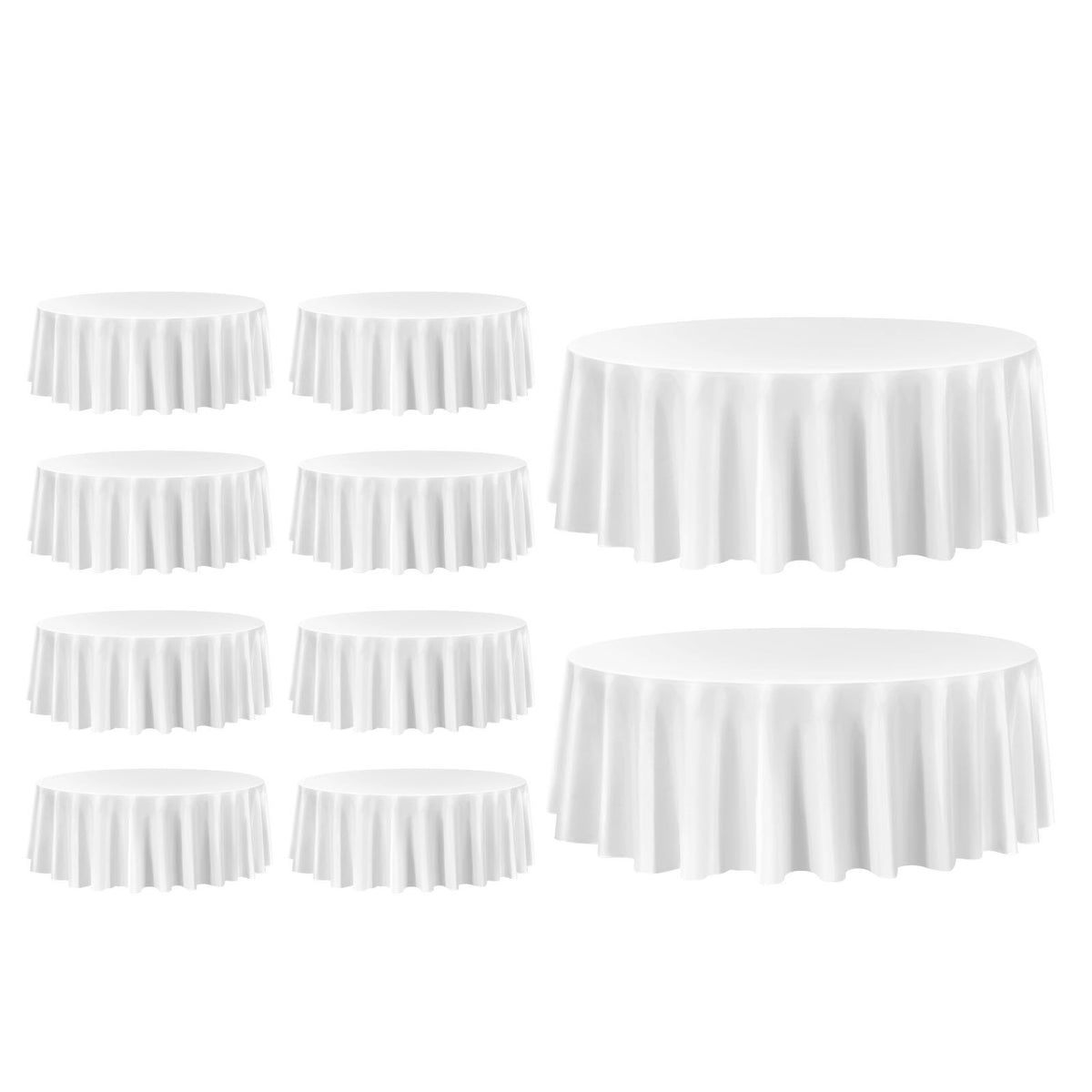 VEVOR White Round Tablecloths 10 Pack, 120 Inches in Diameter, Stain- & Wrinkle- Resistant, Machine Washable Table Clothes, Polyester Fabric Table Covers for Wedding, Party, Banquet, Formal Events - DLZB120YCBS1OB0GB001V0 - view 10