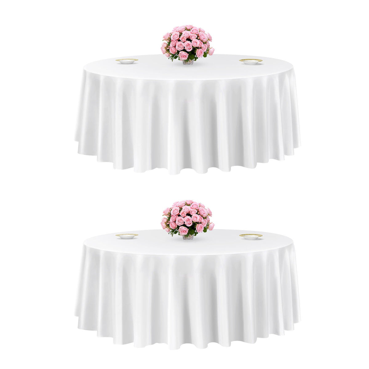 VEVOR White Round Tablecloths 2 Pack, 120 Inches in Diameter, Stain- & Wrinkle- Resistant, Machine Washable Table Clothes, Polyester Fabric Table Covers for Wedding, Party, Banquet, Formal Events - DLZB120YCBS2JJVKT001V0 - view 1
