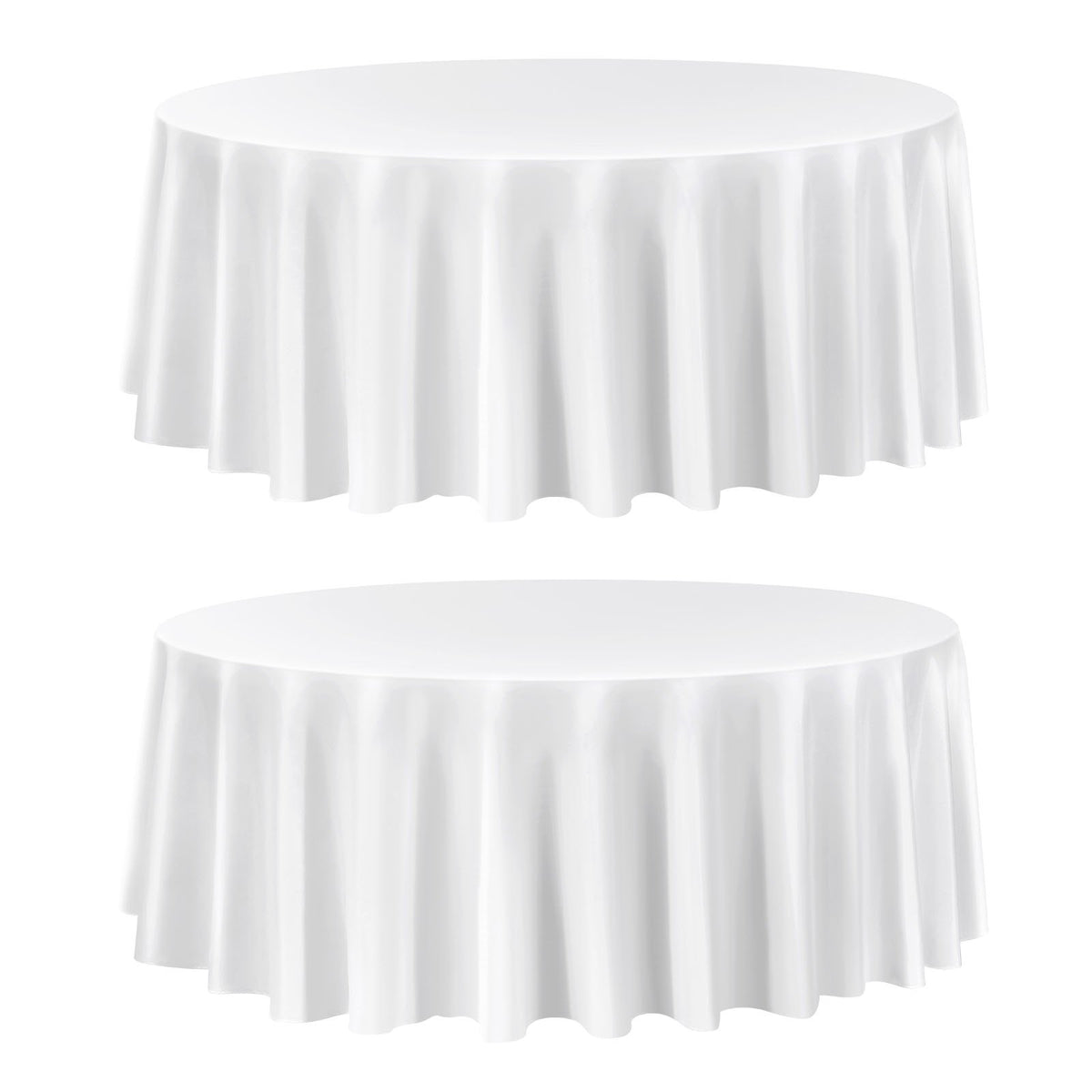 VEVOR White Round Tablecloths 2 Pack, 120 Inches in Diameter, Stain- & Wrinkle- Resistant, Machine Washable Table Clothes, Polyester Fabric Table Covers for Wedding, Party, Banquet, Formal Events - DLZB120YCBS2JJVKT001V0 - view 10