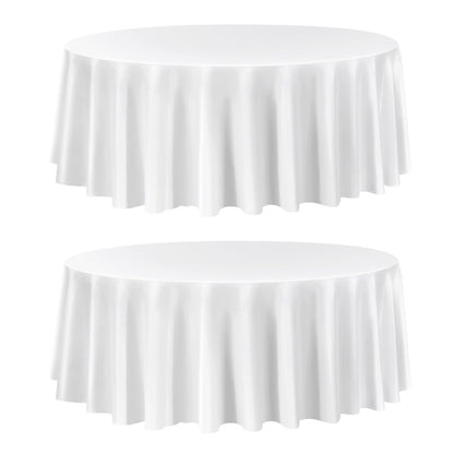 VEVOR White Round Tablecloths 2 Pack, 120 Inches in Diameter, Stain- & Wrinkle- Resistant, Machine Washable Table Clothes, Polyester Fabric Table Covers for Wedding, Party, Banquet, Formal Events - DLZB120YCBS2JJVKT001V0 - view 10