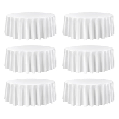 VEVOR White Round Tablecloths 6 Pack, 120 Inches in Diameter, Stain- & Wrinkle- Resistant, Machine Washable Table Clothes, Polyester Fabric Table Covers for Wedding, Party, Banquet, Formal Events - DLZB120YCBS60CX0G001V0 - view 10