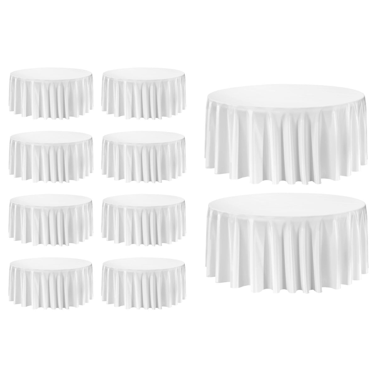 VEVOR White Round Tablecloths 10 Pack, 132 Inches in Diameter, Stain- & Wrinkle- Resistant, Machine Washable Table Clothes