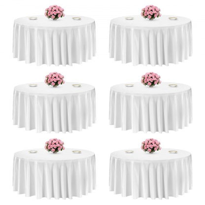 VEVOR White Round Tablecloths 6 Pack, 132 Inches in Diameter, Stain- & Wrinkle- Resistant, Machine Washable Table Clothes, Polyester Fabric Table Covers for Wedding, Party, Banquet, Formal Events - DLZB132INCHBQ9NPD001V0 - view 2