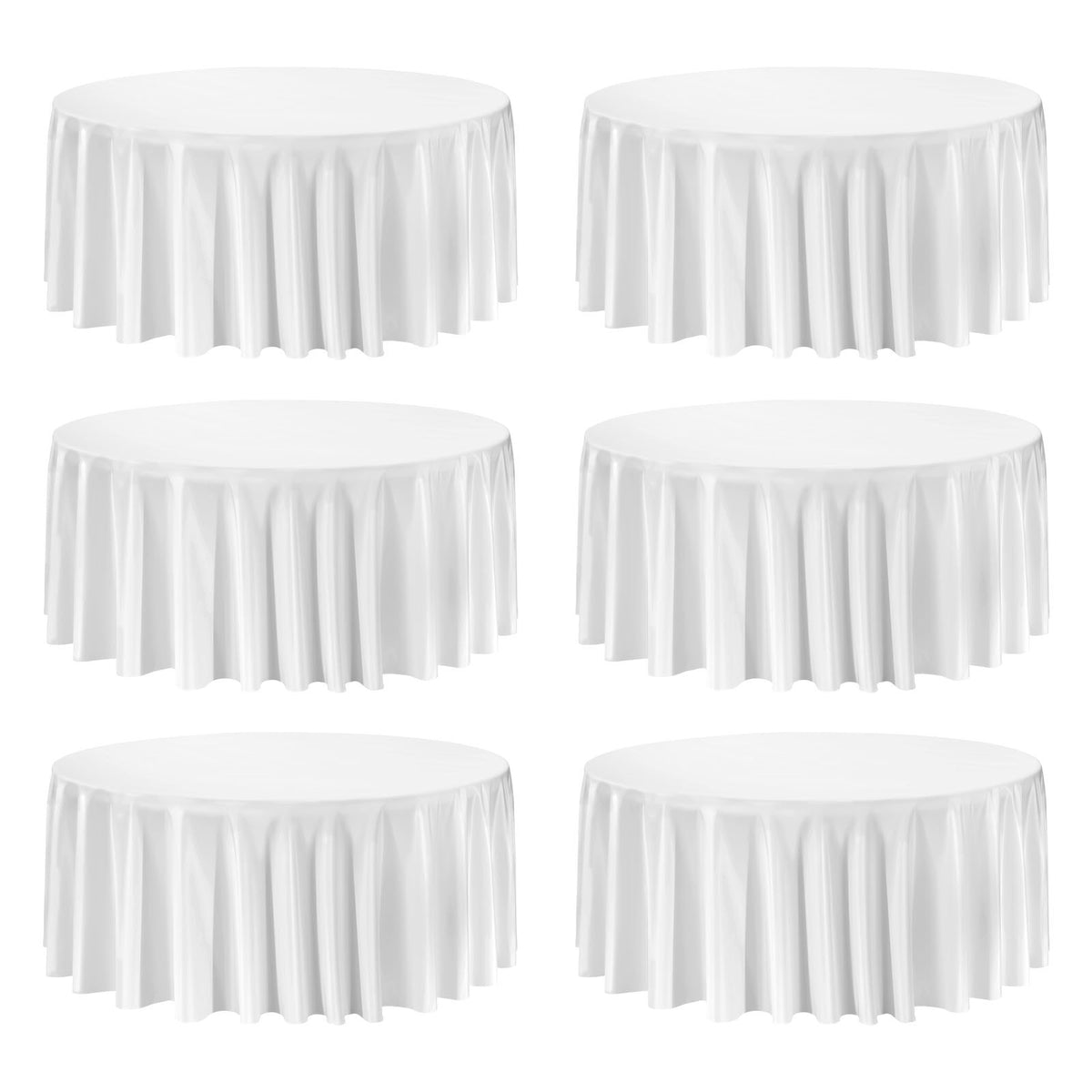 VEVOR White Round Tablecloths 6 Pack, 132 Inches in Diameter, Stain- & Wrinkle- Resistant, Machine Washable Table Clothes, Polyester Fabric Table Covers for Wedding, Party, Banquet, Formal Events - DLZB132INCHBQ9NPD001V0 - view 10