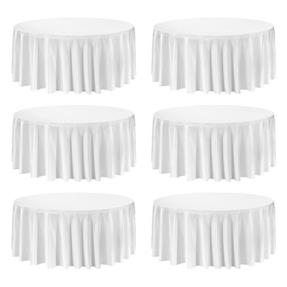 VEVOR White Round Tablecloths 6 Pack, 132 Inches in Diameter, Stain- & Wrinkle- Resistant, Machine Washable Table Clothes, Polyester Fabric Table Covers for Wedding, Party, Banquet, Formal Events - DLZB132INCHBQ9NPD001V0 - view 10