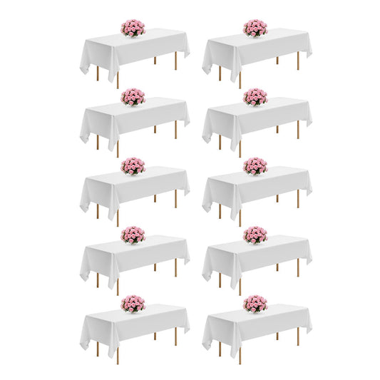VEVOR White Tablecloths for Rectangle Tables, 10 Pack, 60 x 102 Inches, Reusable and Machine Washable Table Clothes
