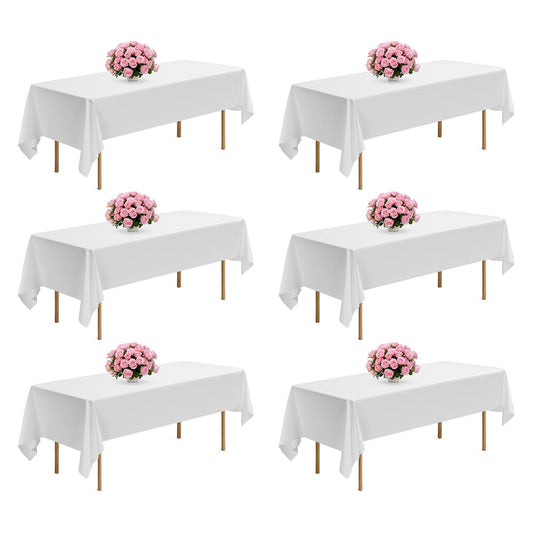 VEVOR White Tablecloths for Rectangle Tables, 6 Pack, 60 x 102 Inches, Reusable and Machine Washable Table Clothes