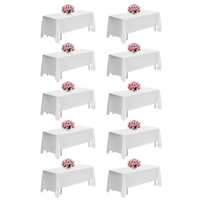 VEVOR White Tablecloths for Rectangle Tables, 10 Pack, 70 x 120 Inches, Reusable and Machine Washable Table Clothes