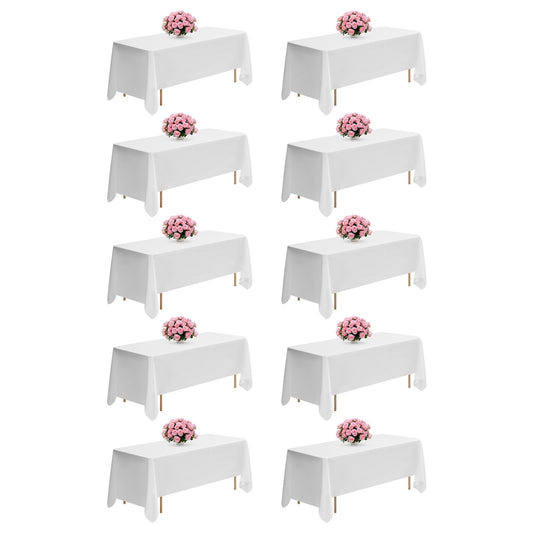 VEVOR White Tablecloths for Rectangle Tables, 10 Pack, 70 x 120 Inches, Reusable and Machine Washable Table Clothes