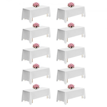 VEVOR White Tablecloths for Rectangle Tables, 10 Pack, 70 x 120 Inches, Reusable and Machine Washable Table Clothes