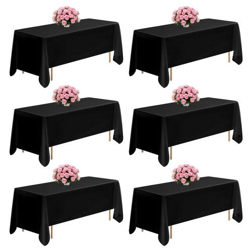 VEVOR Black Tablecloths for Rectangle Tables, 6 Pack, 70 x 120 Inches, Reusable and Machine Washable Table Clothes, Wrinkle-Resistant Polyester Fabric Table Covers for Wedding, Party, Banquet - DLZB70120INCVR5YI001V0 - view 2