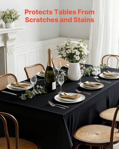 VEVOR Black Tablecloths for Rectangle Tables, 6 Pack, 70 x 120 Inches, Reusable and Machine Washable Table Clothes, Wrinkle-Resistant Polyester Fabric Table Covers for Wedding, Party, Banquet - DLZB70120INCVR5YI001V0 - view 3