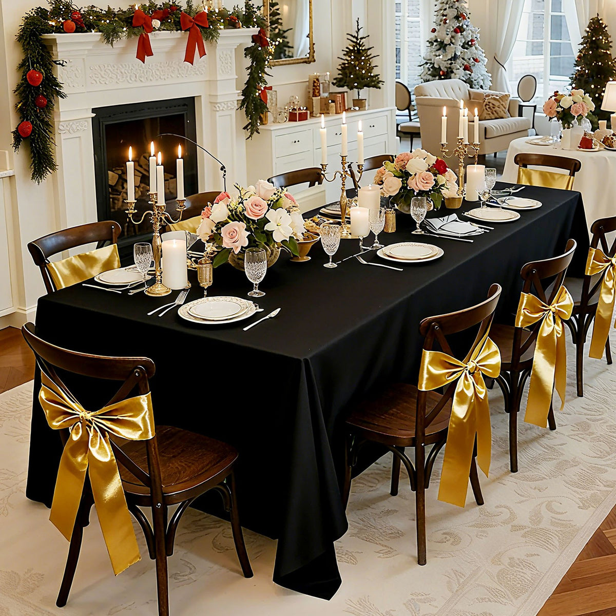 VEVOR Black Tablecloths for Rectangle Tables, 6 Pack, 70 x 120 Inches, Reusable and Machine Washable Table Clothes, Wrinkle-Resistant Polyester Fabric Table Covers for Wedding, Party, Banquet - DLZB70120INCVR5YI001V0 - view 9