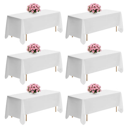 VEVOR White Tablecloths for Rectangle Tables, 6 Pack, 70 x 120 Inches, Reusable and Machine Washable Table Clothes
