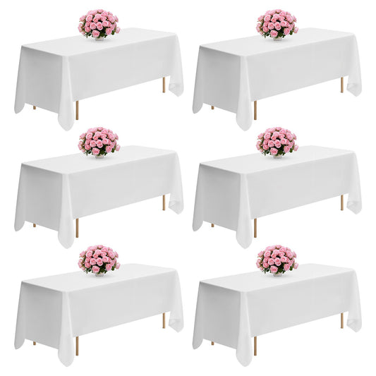 VEVOR White Tablecloths for Rectangle Tables, 6 Pack, 70 x 120 Inches, Reusable and Machine Washable Table Clothes