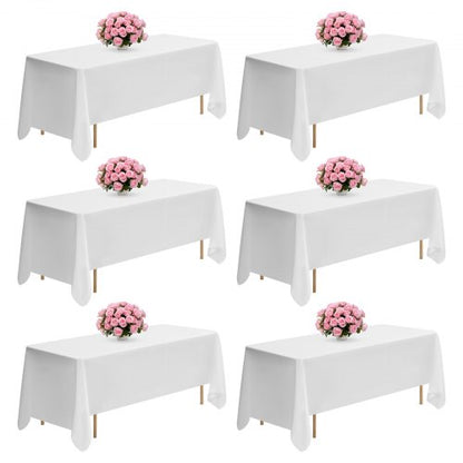 VEVOR White Tablecloths for Rectangle Tables, 6 Pack, 70 x 120 Inches, Reusable and Machine Washable Table Clothes