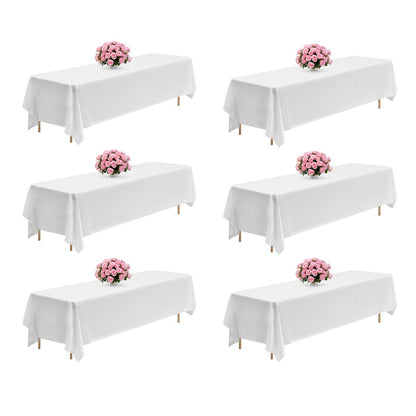 VEVOR White Tablecloths for Rectangle Tables, 6 Pack, 90 x 132 Inches, Reusable and Machine Washable Table Clothes, Wrinkle-Resistant Polyester Fabric Table Covers for Wedding, Party, Banquet - DLZB90132INCOKU2C001V0 - view 1