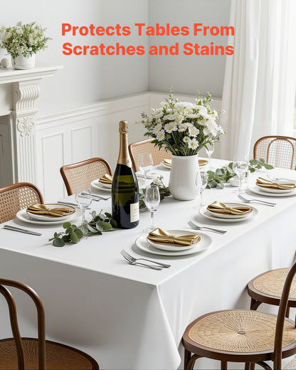 VEVOR White Tablecloths for Rectangle Tables, 6 Pack, 90 x 132 Inches, Reusable and Machine Washable Table Clothes, Wrinkle-Resistant Polyester Fabric Table Covers for Wedding, Party, Banquet - DLZB90132INCOKU2C001V0 - view 3