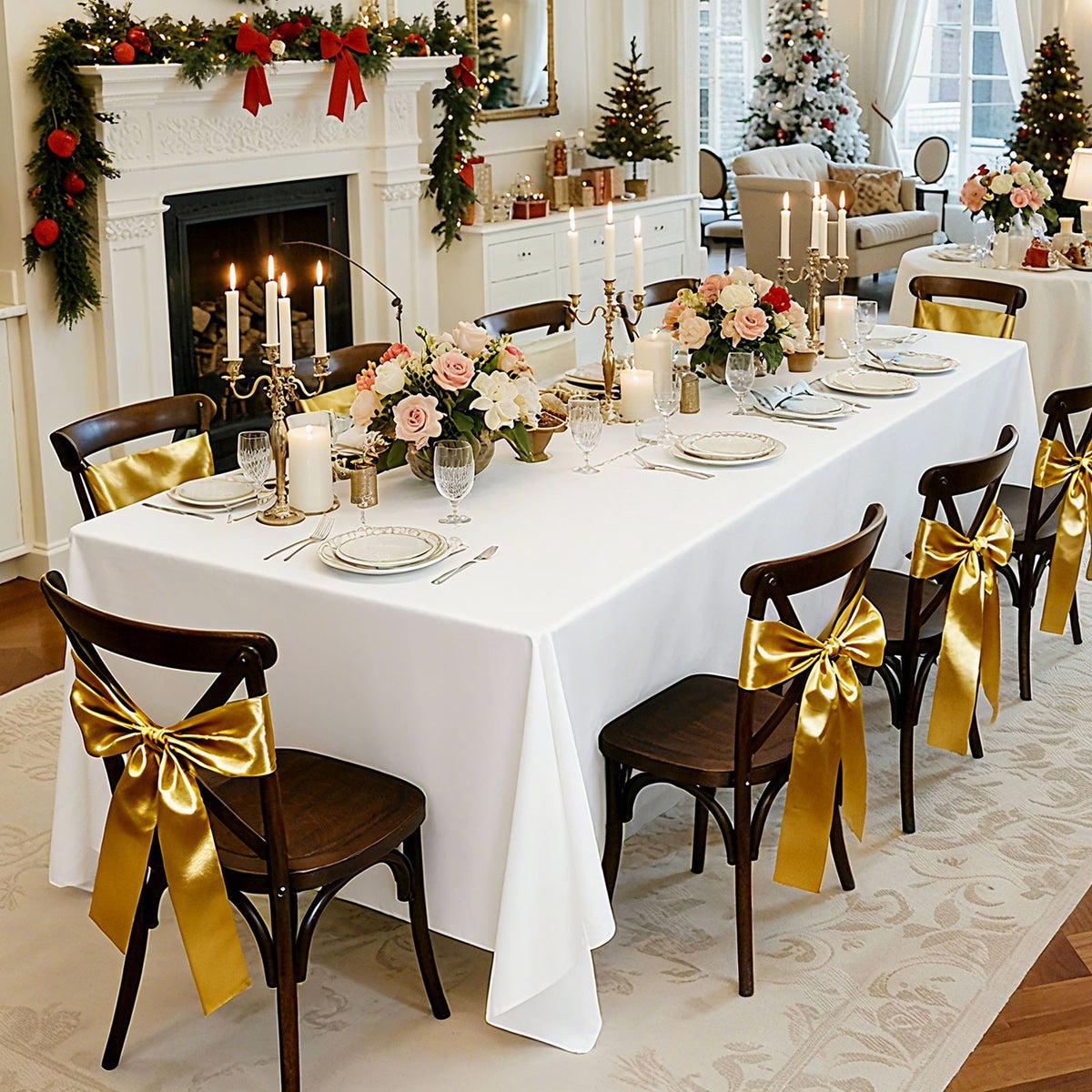 VEVOR White Tablecloths for Rectangle Tables, 6 Pack, 90 x 132 Inches, Reusable and Machine Washable Table Clothes, Wrinkle-Resistant Polyester Fabric Table Covers for Wedding, Party, Banquet - DLZB90132INCOKU2C001V0 - view 9