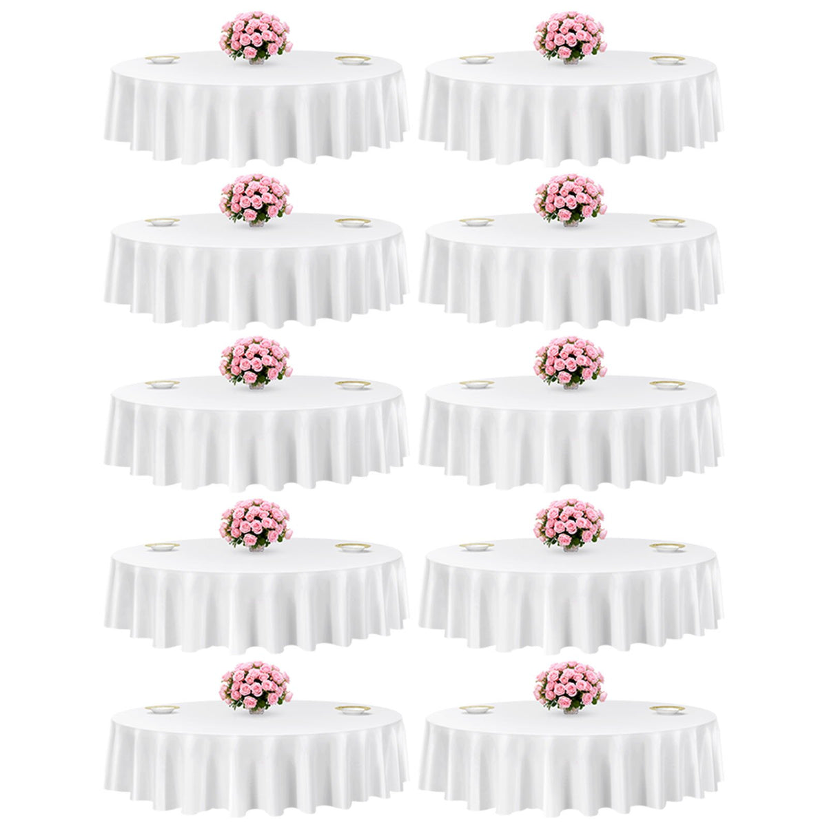 VEVOR White Round Tablecloths 10 Pack, 90 Inches in Diameter, Stain- & Wrinkle- Resistant, Machine Washable Table Clothes, Polyester Fabric Table Covers for Wedding, Party, Banquet, Formal Events - DLZB90YCBS10H4KP5001V0 - view 1