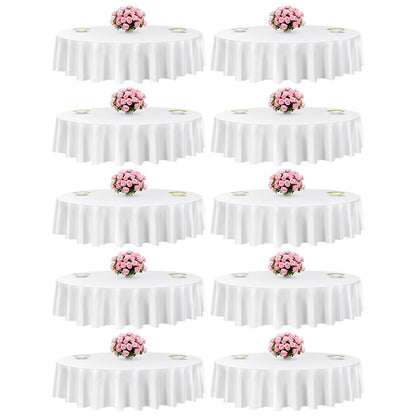 VEVOR White Round Tablecloths 10 Pack, 90 Inches in Diameter, Stain- & Wrinkle- Resistant, Machine Washable Table Clothes, Polyester Fabric Table Covers for Wedding, Party, Banquet, Formal Events - DLZB90YCBS10H4KP5001V0 - view 1