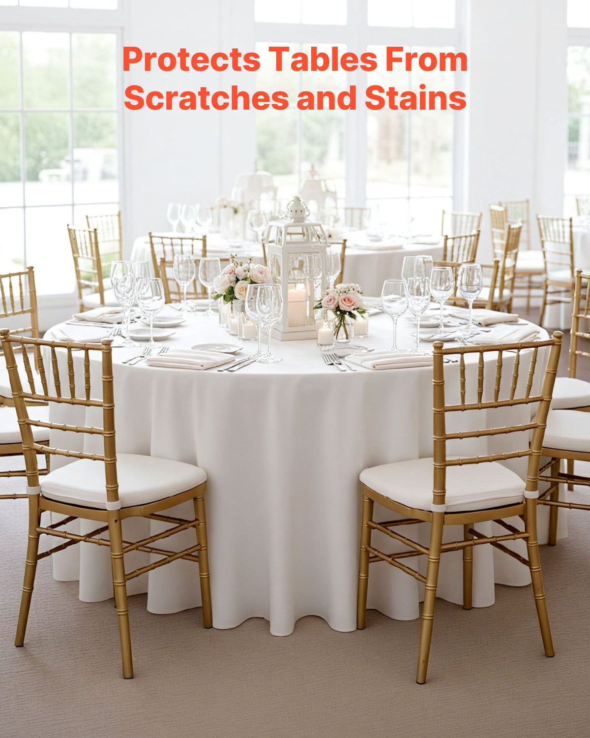 VEVOR White Round Tablecloths 10 Pack, 90 Inches in Diameter, Stain- & Wrinkle- Resistant, Machine Washable Table Clothes, Polyester Fabric Table Covers for Wedding, Party, Banquet, Formal Events - DLZB90YCBS10H4KP5001V0 - view 3