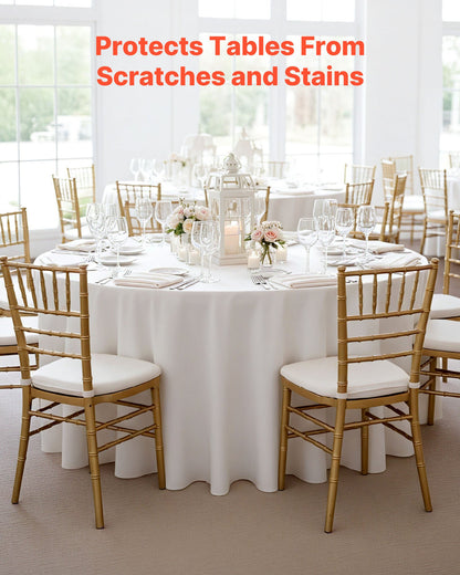 VEVOR White Round Tablecloths 10 Pack, 90 Inches in Diameter, Stain- & Wrinkle- Resistant, Machine Washable Table Clothes, Polyester Fabric Table Covers for Wedding, Party, Banquet, Formal Events - DLZB90YCBS10H4KP5001V0 - view 3
