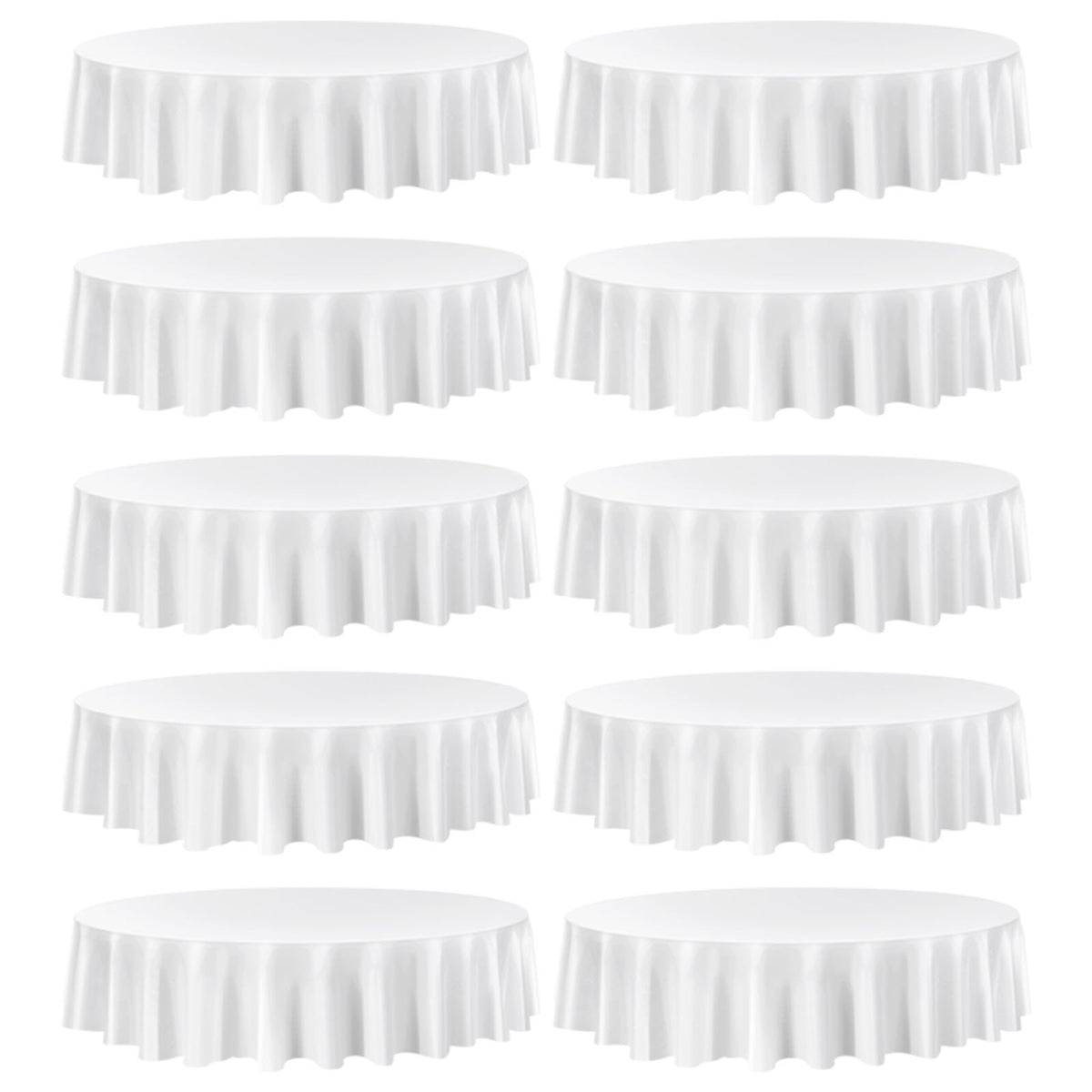 VEVOR White Round Tablecloths 10 Pack, 90 Inches in Diameter, Stain- & Wrinkle- Resistant, Machine Washable Table Clothes, Polyester Fabric Table Covers for Wedding, Party, Banquet, Formal Events - DLZB90YCBS10H4KP5001V0 - view 10