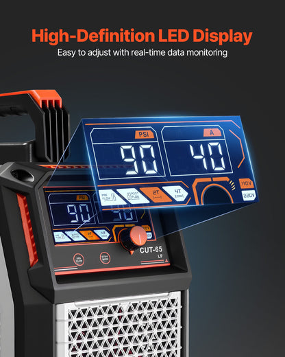 VEVOR Plasma Cutter, 65A Non-Touch Pilot Arc Plasma Cutting Machine Non-High Frequency - with 2T/4T Function & Adjustable PT Time, 110V/220V Dual Voltage Digital Display IGBT Inverter - DLZQGJFJCS65CKU7P001V1 - view 6