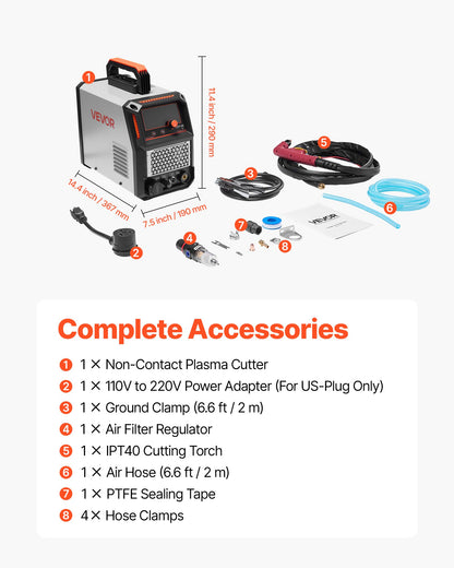 VEVOR Plasma Cutter, 65A Non-Touch Pilot Arc Plasma Cutting Machine Non-High Frequency - with 2T/4T Function & Adjustable PT Time, 110V/220V Dual Voltage Digital Display IGBT Inverter - DLZQGJFJCS65CKU7P001V1 - view 8