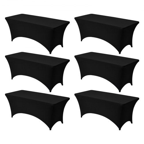 VEVOR 6 Pack Table Cloth for 6FT Rectangular Fitted Events, Wrinkle-Resistant Stretch Black Table Covers, Washable Spandex Tablecloth Protector, for Party, Wedding, Cocktail, Banquet, Festival - DLZZ6FT6PCSHT5RXH001V0 - view 2