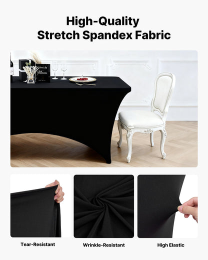 VEVOR 6 Pack Table Cloth for 6FT Rectangular Fitted Events, Wrinkle-Resistant Stretch Black Table Covers, Washable Spandex Tablecloth Protector, for Party, Wedding, Cocktail, Banquet, Festival - DLZZ6FT6PCSHT5RXH001V0 - view 4