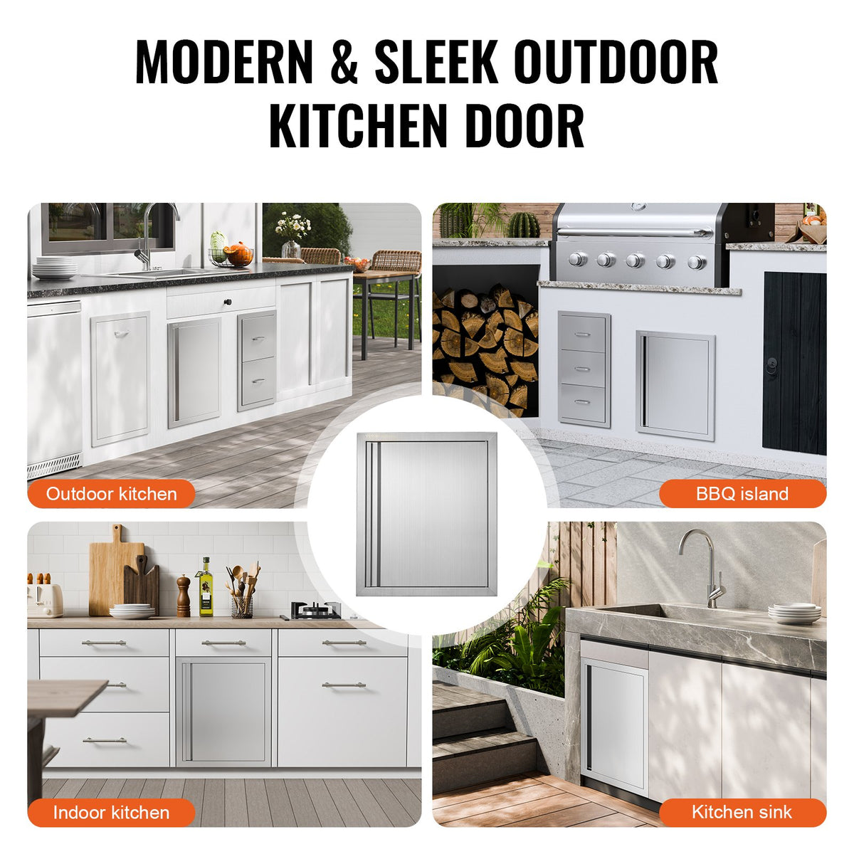 VEVOR BBQ Access Door, 18W x 21H Inch Single Outdoor Kitchen Door, Stainless Steel Flush Mount Door, Wall Vertical Door with Recessed Handle, for BBQ Island, Grilling Station, Outside Cabinet - DMABSCJM18X25F9BVV0 - view 7