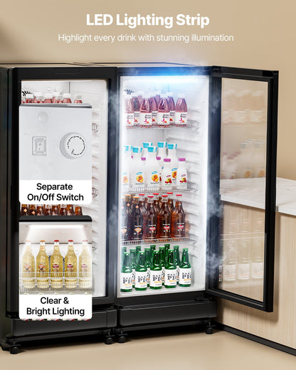 VEVOR Commercial Merchandiser Refrigerator, 5.7 CU.FT Glass Door Display Refrigerator Upright Fridge, Beverage Refrigerator Cooler Merchandiser with 3 Adjustable Shelves and Soft LED Light, Black - DMBLMBXBDDX5QYTI0V1 - view 6