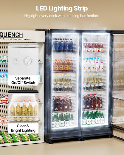 VEVOR Commercial Merchandiser Refrigerator, 8.1 CU.FT Glass Door Display Refrigerator Upright Fridge, Beverage Refrigerator Cooler Merchandiser with 4 Adjustable Shelves and Soft LED Light, Black - DMBLMBXBDDX8BWK5VV1 - view 6