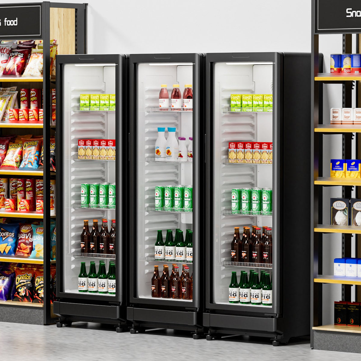 VEVOR Commercial Merchandiser Refrigerator, 8.1 CU.FT Glass Door Display Refrigerator Upright Fridge, Beverage Refrigerator Cooler Merchandiser with 4 Adjustable Shelves and Soft LED Light, Black - DMBLMBXBDDX8BWK5VV1 - view 9