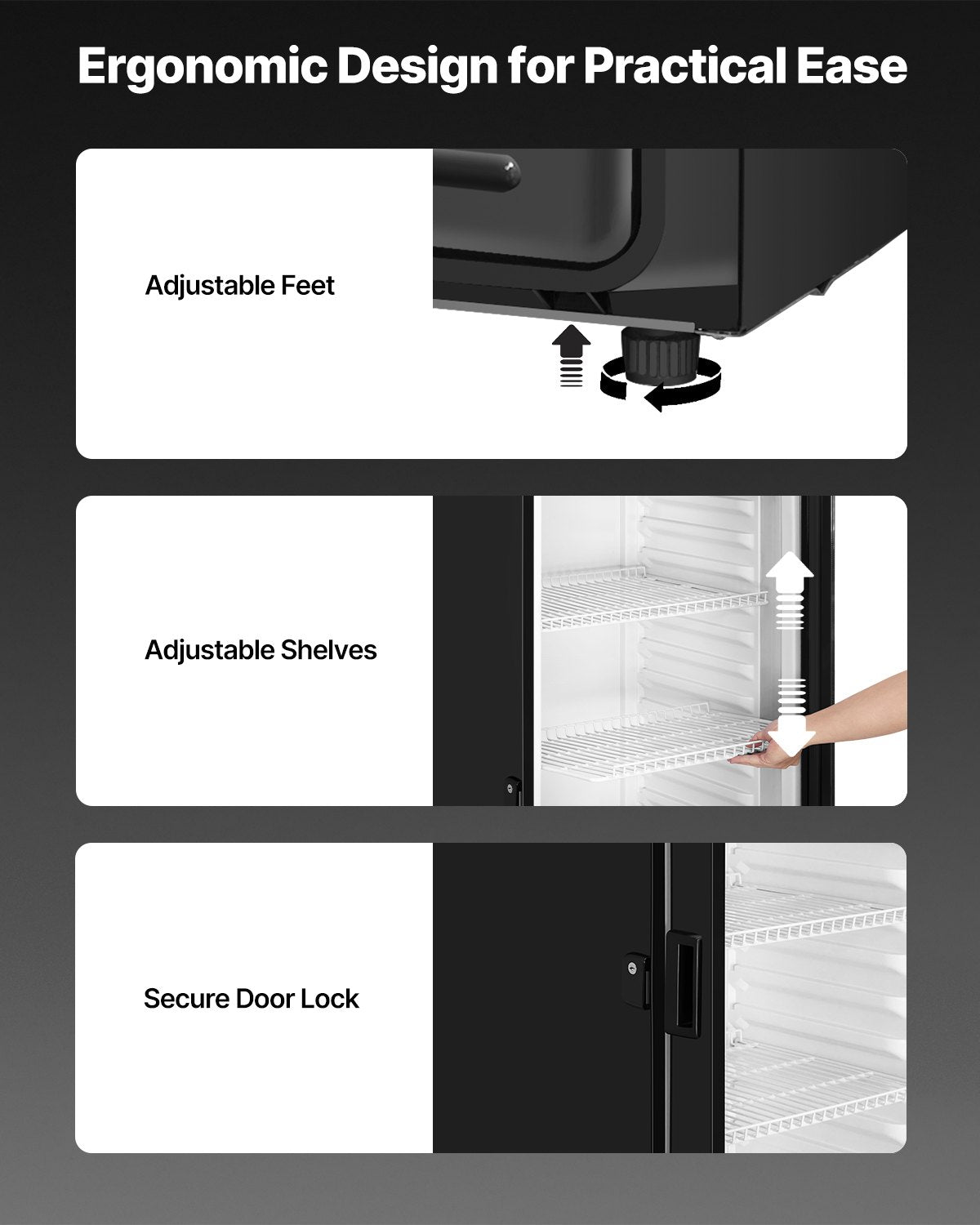 VEVOR Commercial Merchandiser Refrigerator, 12.2 CU.FT Glass Door Display Refrigerator, Beverage Refrigerator Cooler Merchandiser with Adjustable Shelves, Soft LED Light, Customizable Lightbox, Black - DMBLMBXDDX121UFHAV1 - view 7