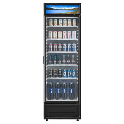 VEVOR Commercial Merchandiser Refrigerator, 12.2 CU.FT Glass Door Display Refrigerator, Beverage Refrigerator Cooler Merchandiser with Adjustable Shelves, Soft LED Light, Customizable Lightbox, Black - DMBLMBXDDX121UFHAV1 - view 10
