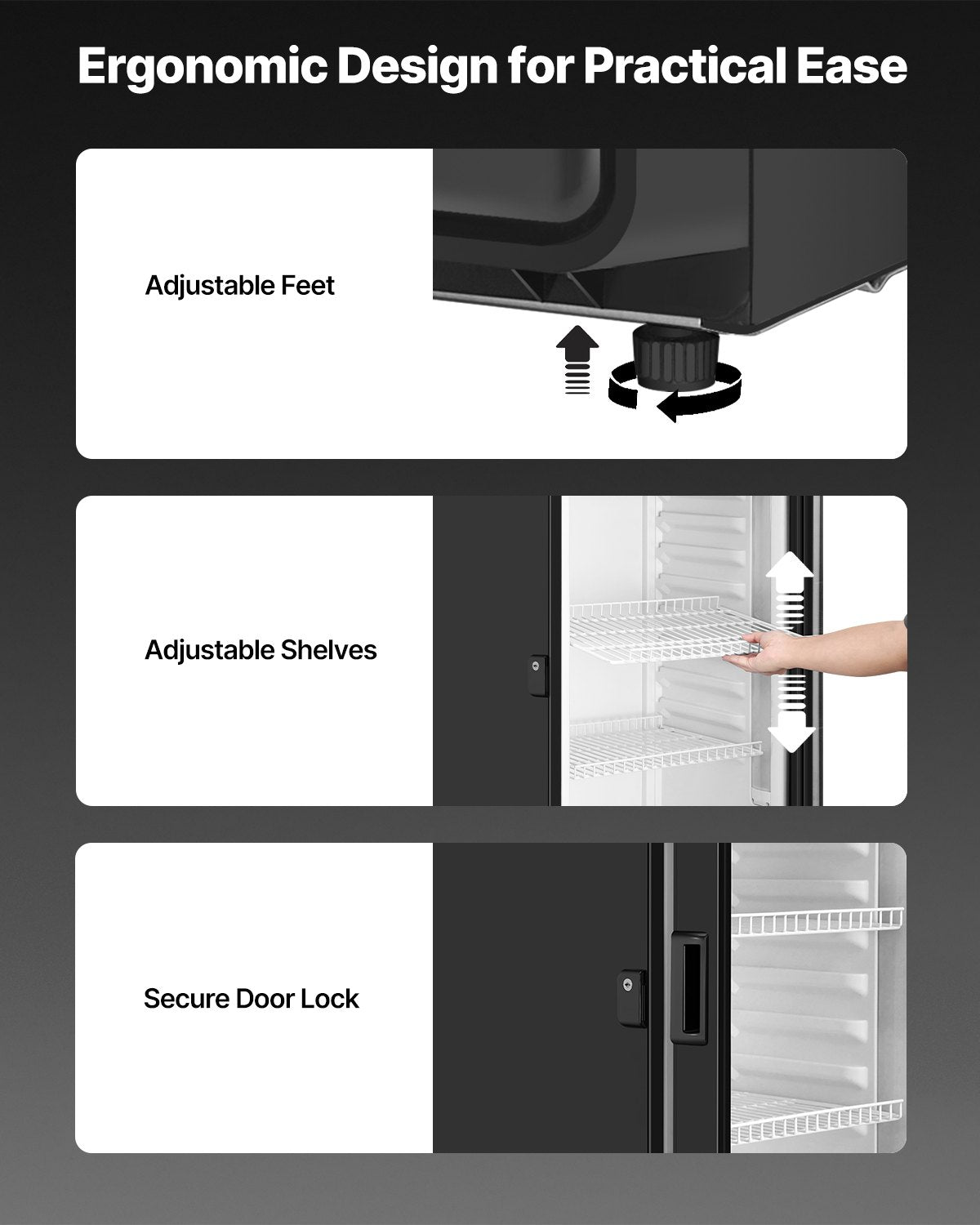 VEVOR Commercial Merchandiser Refrigerator, 6.9 CU.FT Glass Door Display Refrigerator, Beverage Refrigerator Cooler Merchandiser with Adjustable Shelves, Soft LED Light, Customizable Lightbox, Black - DMBLMBXDDX69YL6M6V1 - view 7