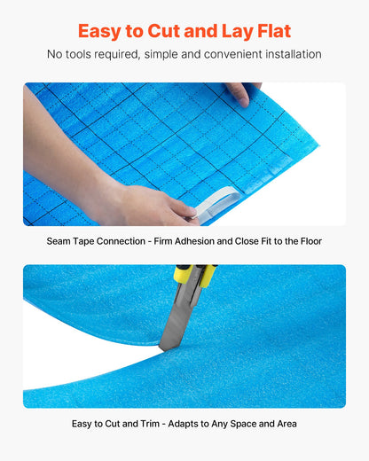 VEVOR Floor Underlayment 200 sq. ft/Roll, 3-in-1 3 mm Thick Flooring Padding with Tape & Vapor Barrier, Heavy Duty EPE Foam with Blue PE, Soundproofing and Noise Reduction,for Laminate Wood Floors - DMCDEPE200SQHA5JI001V0 - view 6