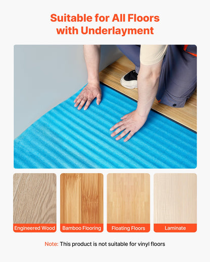 VEVOR Floor Underlayment 200 sq. ft/Roll, 3-in-1 3 mm Thick Flooring Padding with Tape & Vapor Barrier, Heavy Duty EPE Foam with Blue PE, Soundproofing and Noise Reduction,for Laminate Wood Floors - DMCDEPE200SQHA5JI001V0 - view 7