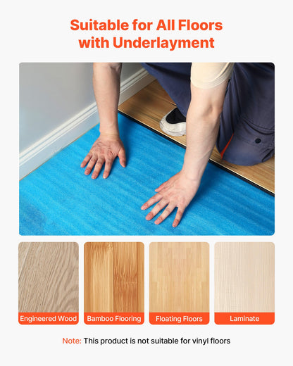 VEVOR Floor Underlayment 600 sq. ft, 3-in-1 2 mm Thick Flooring Padding with Tape & Vapor Barrier, Heavy Duty EPE Foam Soundproofing & Noise Reduction, for Laminate Wood (6 Rolls x 100 sq. ft) - DMCDEPE600SQTL6G6001V0 - view 7
