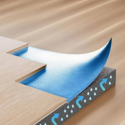 VEVOR Floor Underlayment 600 sq. ft, 3-in-1 2 mm Thick Flooring Padding with Tape & Vapor Barrier, Heavy Duty EPE Foam Soundproofing & Noise Reduction, for Laminate Wood (6 Rolls x 100 sq. ft) - DMCDEPE600SQTL6G6001V0 - view 9