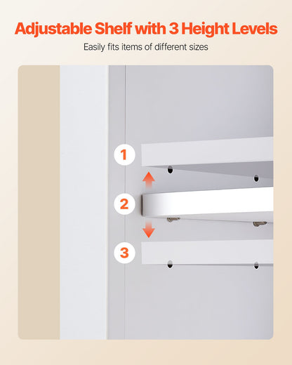 VEVOR White Bathroom Wall Cabinet with Shelf and Towel Bar