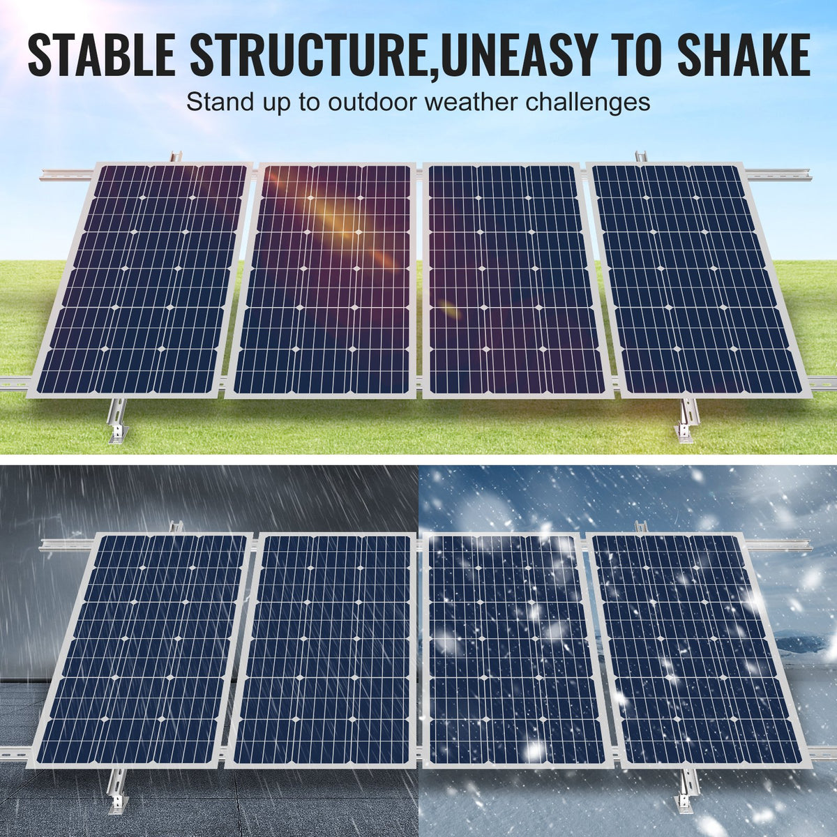 VEVOR Solar Panel Mounting Brackets, 30°-60° Adjustable Multi-Pieces Solar Panel Brackets for 1-4PCS Solar Panels, Carbon Steel Ground Mount Solar Panel Stand for Farms, RVs, Boats, Off-Grid System - DMJT40000000A1F72V0 - view 4