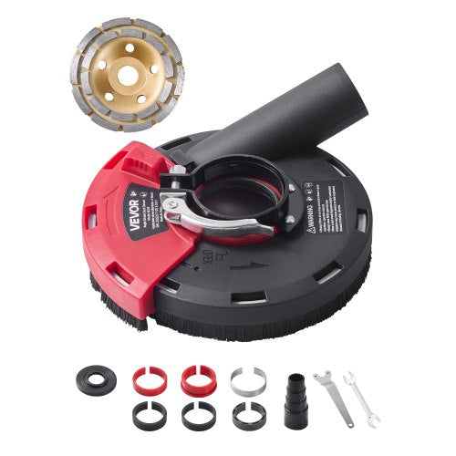 VEVOR Grinding Dust Shroud for Angle Grinder, Universal 4-5 in, Surface Grinder Dust Shroud with 6 Clamping Washers & 5 in Diamond Grinding Cup Wheel, Connect to Vacuum Cleaner, for Wood Concrete Wall - DMKFCZDMKBTM2BN0S001V0 - view 2
