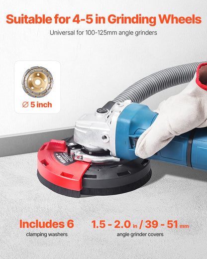 VEVOR Grinding Dust Shroud for Angle Grinder, Universal 4-5 in, Surface Grinder Dust Shroud with 6 Clamping Washers & 5 in Diamond Grinding Cup Wheel, Connect to Vacuum Cleaner, for Wood Concrete Wall - DMKFCZDMKBTM2BN0S001V0 - view 3