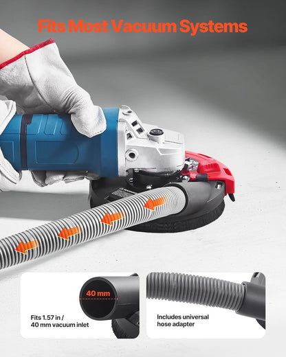 VEVOR Grinding Dust Shroud for Angle Grinder, Universal 4-5 in, Surface Grinder Dust Shroud with 6 Clamping Washers & 5 in Diamond Grinding Cup Wheel, Connect to Vacuum Cleaner, for Wood Concrete Wall - DMKFCZDMKBTM2BN0S001V0 - view 5