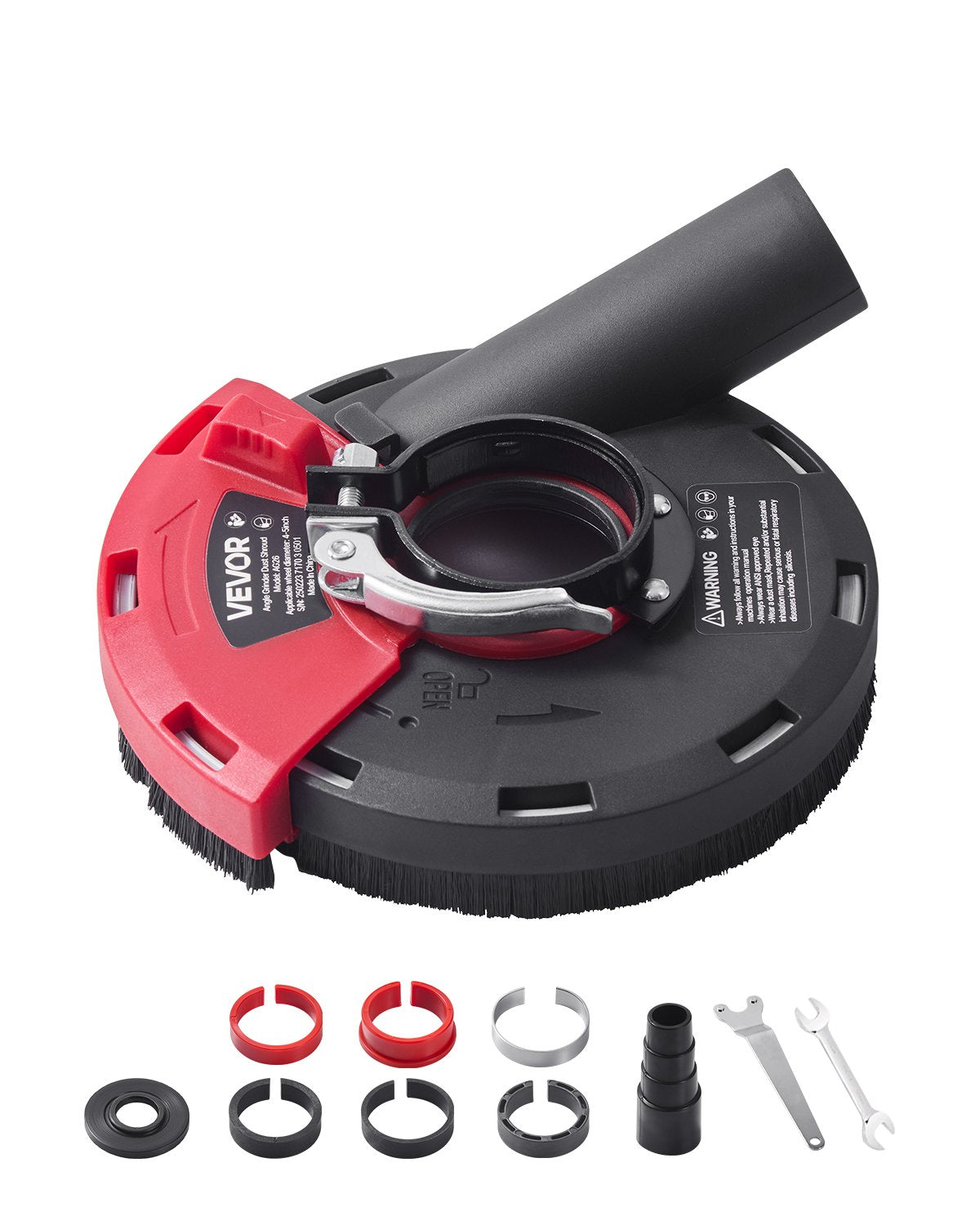 VEVOR Grinding Dust Shroud for Angle Grinder, Universal 4-5 in, Surface Grinder Dust Shroud with 6 Clamping Washers, Connect to Vacuum Cleaner, Suitable for Grinding Wood Concrete Wall Stone - DMKFCZDMKBTMFH5K1001V0 - view 1